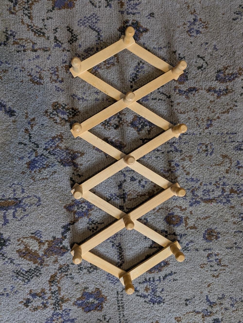 Pine Accordion Wall Hanging Shelf W/ 13 Pegs